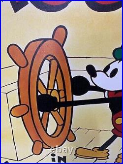 Mickey Mouse in Steamboat Willie Framed Oil Painting Walt Disney 28.5 X 40.5