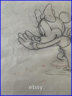 Mickey's Surprise Party Original Drawing of Minnie Mouse Walt Disney 1939