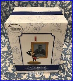 NEW Disney Store Mickey Mouse & Walt Sketchbook Ornament A Tribute to Walt Frame