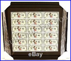 NEW Disneyland Parks Disney Dollars Framed Uncut Sheet $1 Mickey 2003 Castle HTF
