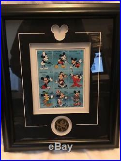 New Walt Disney Mickey Mouse Through The Years 1928 1988 Framed Stamp Set