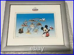 New Walt Disney World 2001 Framed Mickey Mouse Pin Trading Set Pins LE 500