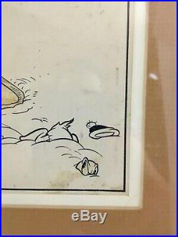 Original Comic Strip Art Signed Donald Duck Walt Disney By Al Taliaferro Frame