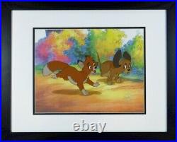 Original Disney Fox Hound cel Disney Sericel Frame COA Upgraded background M3
