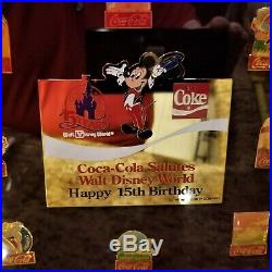 Original RARE NUMBERED Coca Cola WALT DISNEY WORLD 15th Birthday Framed Pin Set