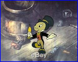 Original Walt Disney Jiminy Cricket Hand Painted Production Cel Newly Framed