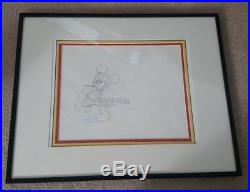 Original Walt Disney Production Drawing Cel Frame Mickey Mouse with Guitar COA