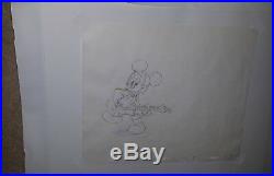 Original Walt Disney Production Drawing Cel Frame Mickey Mouse with Guitar COA