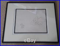 Original Walt Disney Production Drawing Cel Framed Baby Mickey Mouse & Dumbo COA