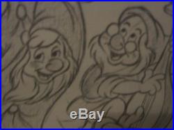 Original Walt Disney Snow White Cartoonist Sketch Signed Dated Pro Framed Rare