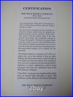 PETER PAN Walt Disney Serigraph Cel Framed Limited Edition Series of 9500