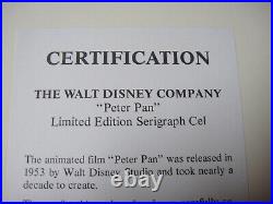 PETER PAN Walt Disney Serigraph Cel Framed Limited Edition Series of 9500