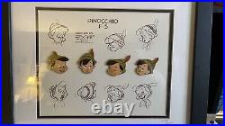 Pinocchio 1939 Model Sheet Framed Pin Set With COA /5000 Walt Disney Framed