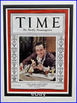 RARE 1937 Walt Disney on Time Magazine Cover, Intact Magazine Preserved/Framed