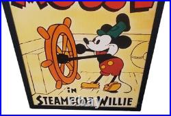 RARE Authentic Walt Disney Mickey Mouse in Steamboat Willie Framed Oil Painting