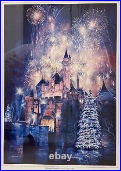 RARE! Disneyland Castle Holiday Fireworks Framed Art from the Disney Gallery