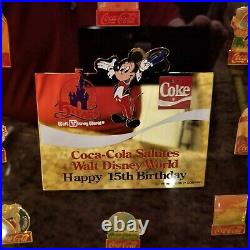 RARE NUMBERED Coca Cola WALT DISNEY WORLD 15th Birthday Framed Pin Set