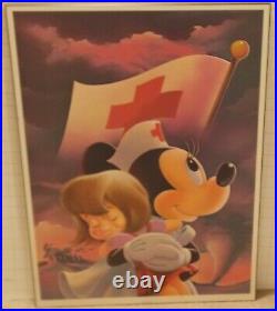 RARE Set 4 Unique Walt Disney Mickey Mouse Red Cross Posters 26 x 20 Mounted