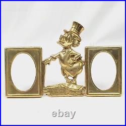 RARE! Uncle Scrooge McDuck Walt Disney Productions Brass DOUBLE Picture Frame