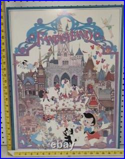 RARE Vintage Walt Disney Productions FANTASYLAND Poster 18 x 24 FRAMED