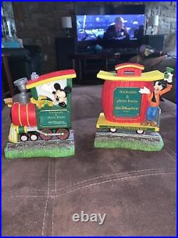 RARE Walt Disney World Railroad Book Ends Mickey Pluto & Goofy-Picture Frames
