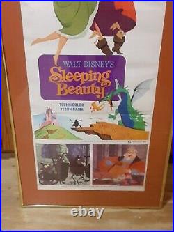Rare 1970 Walt Disney Sleeping Beauty Lithograph Movie 18 By 40 Framed, Matted