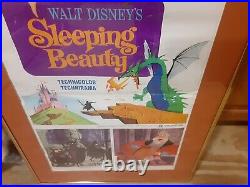 Rare 1970 Walt Disney Sleeping Beauty Lithograph Movie 18 By 40 Framed, Matted
