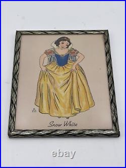Rare CIRCA 1938 S/7 Walt Disney Framed Prints of Snow White And 6 Dwarfs