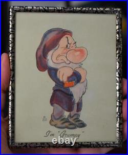 Rare Circa 1938 S/8 Walt Disney Prints Of Snow White And The Seven Dwarfs Framed