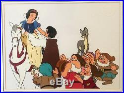 Rare Disney Company Serigraph Cel Snow White Dwarfs LE Framed 11x13