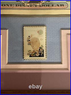 Rare Framed Disney 1$ Dollar Mickey 1990 With Walt Disney Stamp