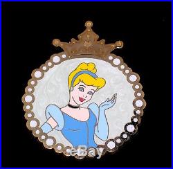 Rare LE 125 Disney PinCinderella Pearl Medallion Frame Gold Crown Pearlized HTF