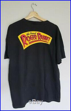 Rare Vintage 80's Who Framed Roger Rabbit T-Shirt Size Large Walt Disney Black