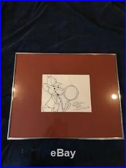 Rare Walt Disney Basil Don Ducky Williams Framed And Signed Sketch Drawing