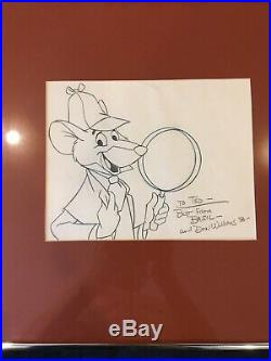 Rare Walt Disney Basil Don Ducky Williams Framed And Signed Sketch Drawing