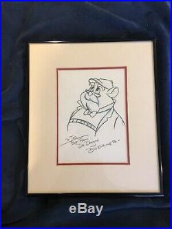 Rare Walt Disney Dr. Dawson Don Ducky Williams Framed and Signed Sketch Drawing