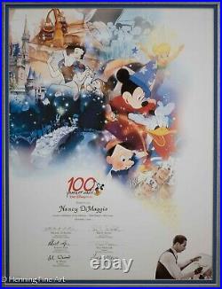 Rare Walt Disney World 100 Years of Magic Signed Cast Member Poster, Fine Framed