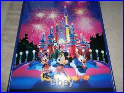 Rare Walt Disney World Magic Kingdom 25 magical years framed poster hidden micke