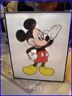 Rare Walt Disney co. Extra Large Mickey Mouse Framed Color Print 28X22 UV glass