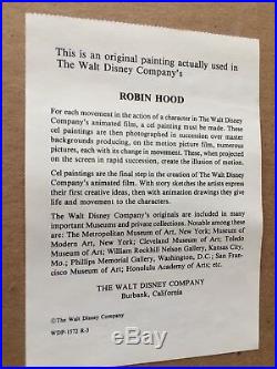Robin Hood Vulture Disguise Walt Disney Company Original Production Cel Framed