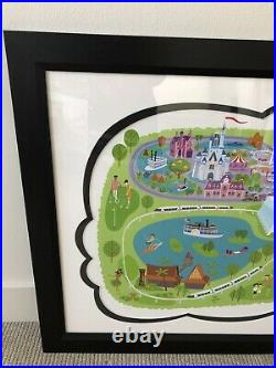 SHAG Walt Disney World Park Map 40th Anniversary LE Limited WDW Framed Serigraph