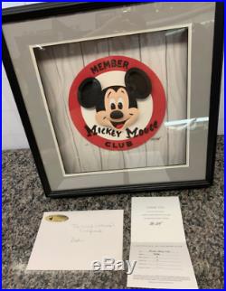 SIGNED With COA WALT DISNEY Mickey Mouse Club medallion FRAMED