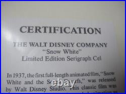 SNOW WHITE Walt Disney Limited Edition Serigraph Cel Framed Original Packaging