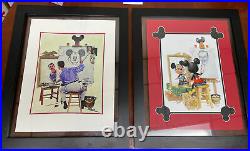 Set Of Two Walt Disney And Mickey Mouse Self-portraits Framed Charles Boyer