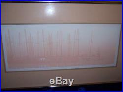 Signed Roy Williams Lithograph Titled Cat Row 1982 Walt Disney Sailboats Dock