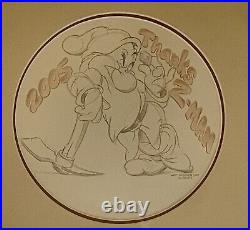 Signed Walt VanDiver Disney Framed Lithograph & Watch Snow White Dwarf Rare