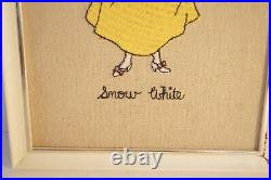 Snow White Art Walt Disney Productions Fabric Sewn Framed Wall Art Embroidered