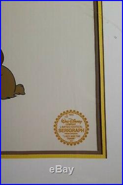 The Walt Disney Co 1955 Serigraph from original Lady and The Tramp framed Art