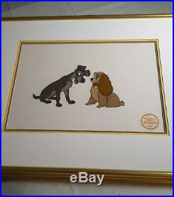 The Walt Disney Co 1955 Serigraph from original Lady and The Tramp framed Art