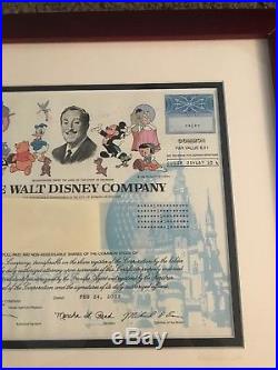 The Walt Disney Company 2003 Stock Certificate 1 Share Framed MEMORABILIA